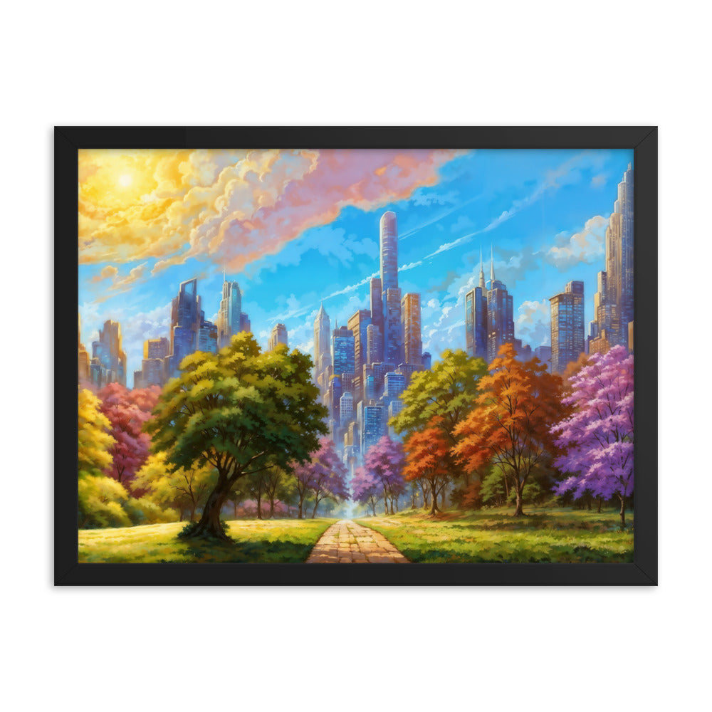 dotBlend Decorative Paper Poster - Optional Frames - Vividly Colored Cityscape