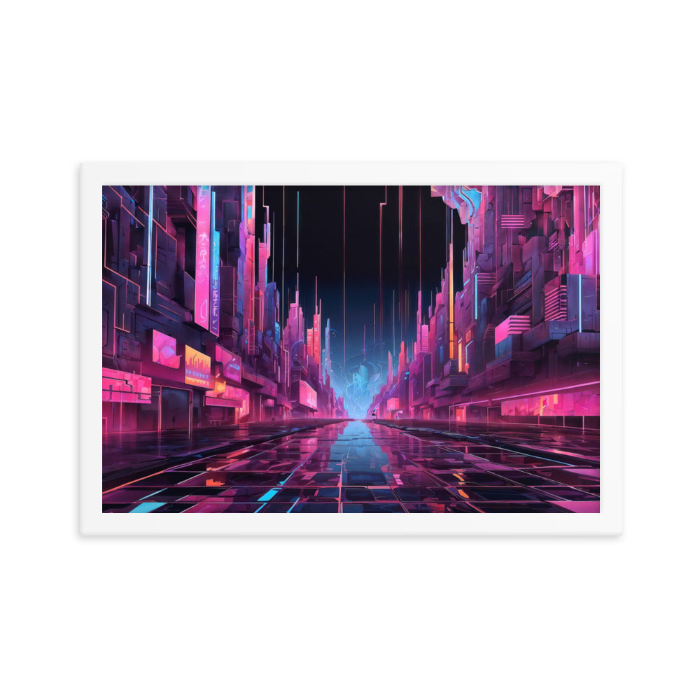 dotBlend Decorative Paper Poster - Optional Frames - Cyber City Street